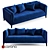 Angel Deep Blue Double Sofa 3D model small image 3