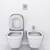 Elegant Flush Button Toilet 3D model small image 3