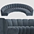 Midnight Blue Velvet Round Sofa 3D model small image 1