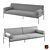 Benito Marl Gray Leather Sofa 3D model small image 2