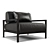 Luxury Leather Armchair with Armrests 3D model small image 2