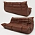 French Mid-Century Togo Sofa 3D model small image 1