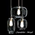 Elegant Glass 3-Light Chandelier 3D model small image 1