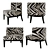 Elegant Zebra Print Chair 3D model small image 2