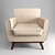 Compact Modern Armchair - H: 83 x L: 80 x W: 74 cm 3D model small image 1