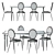 Modern Dining Set: LIPSTICK Table & NOVANI Chairs 3D model small image 2