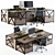 Modern Wood and Black Office Set 3D model small image 1