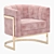 Elegant Gold Mica Accent Chair 3D model small image 1