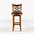 Classical Wooden Bar Stool 3D model small image 3