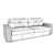 Modern Velvet Sofa: 1000x2500x930mm 3D model small image 2