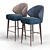 Elegant Canyon Bar Chair: Velvet Upholstery, Walnut Legs 3D model small image 1