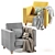 Cozy Comfort Yellow & Grey Armchair 3D model small image 1