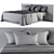 Elegant Ebony Wood Bed Set 3D model small image 3