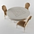 Vintage Wood Circle Table & Velvet Chair 3D model small image 2