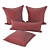 Plush Red Pillow Set 3D model small image 1