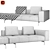 Amsterdam Luxe Gray Sofa 3D model small image 3