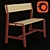 Ypperlig Children's Bench: Beech & Dark Red (65x35 cm) 3D model small image 1