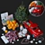 Festive Christmas Decor Set: Mandarins, Tree & Toy Car 3D model small image 1