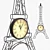 Elegant Eiffel Tower Clock 3D model small image 1