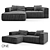 OM KRAFT 2: Elegant Wood and Fabric Sofa 3D model small image 3