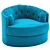 Luxury Turquoise Swivel Chair 3D model small image 1