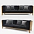 Modern Oak Linen Sofa Set 3D model small image 1