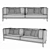 Modern Oak Linen Sofa Set 3D model small image 2