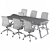 Natural Wood Meeting Table with Office Chair 3D model small image 3