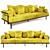 Artisanal Velvet Sofa with Brass Frame 3D model small image 1