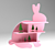 Whimsical Hare Wall Shelf 3D model small image 1