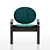 Velvet-Wood Trim Armchair 3D model small image 5