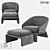 LoftDesign Armchair and Pouffe 3D model small image 1