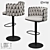 Industrial Style Metal and Faux Leather Bar Stool 3D model small image 1