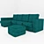 Emerald Corner Sofa with Ottoman 3D model small image 1