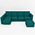 Emerald Corner Sofa with Ottoman 3D model small image 2