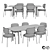 Modern Dining Table Set 001 3D model small image 2