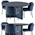 Luxury Modern Blue Dining Set 3D model small image 1