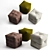 Elegant Pouf Fabric Set 3D model small image 1