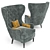 Elegant Tufted Wing Chair 3D model small image 1