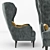 Elegant Tufted Wing Chair 3D model small image 2