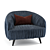 Sigmund Blue Armchair with Red Cushion 3D model small image 1