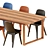 Sleek Oak Veneer Table & Stylish Chairs 3D model small image 3