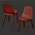 Sleek Oak Veneer Table & Stylish Chairs 3D model small image 4