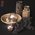 Vintage Decorative Set: Lanterns, Metal Pieces, Wooden Jug & Bowl 3D model small image 1