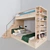 Double Decker Bunk Bed with Bookshelves 3D model small image 1