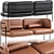 Wire Minimal Black Taba Leather Sofa 3D model small image 1