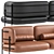 Wire Minimal Black Taba Leather Sofa 3D model small image 2