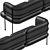 Wire Minimal Black Taba Leather Sofa 3D model small image 4