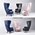 Elegant Wingback Chair Set 3D model small image 1