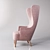 Elegant Wingback Chair Set 3D model small image 2